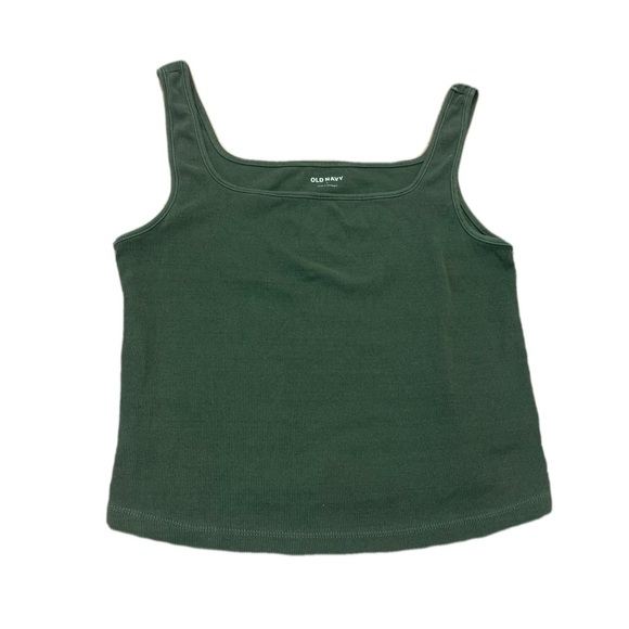 💜 Old Navy Ribbed Square Neck Tank Top - Hunter Green - Size L - Picture 1 of 6
